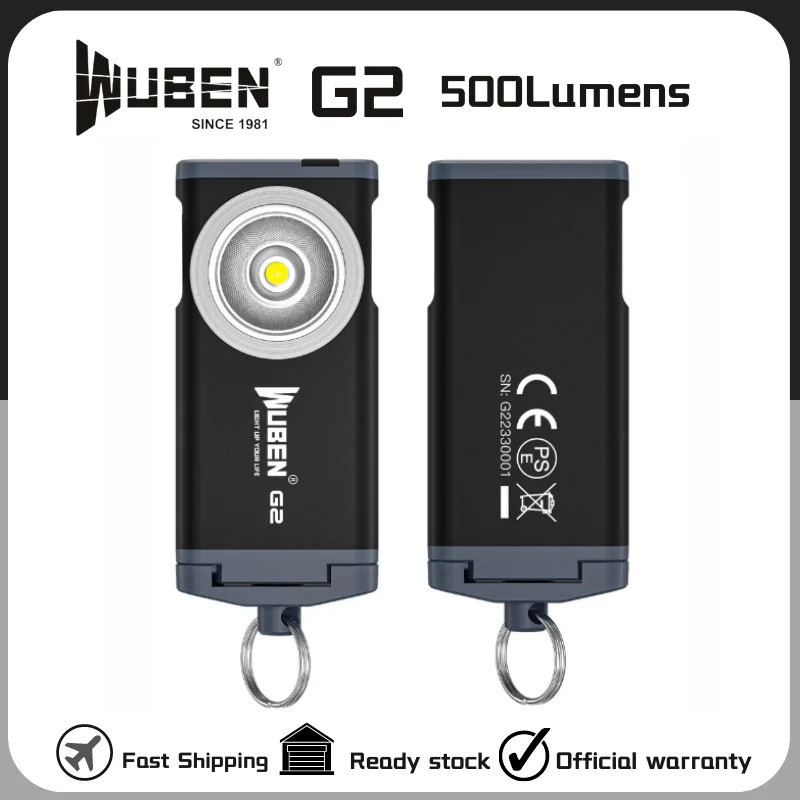 WUBEN G2 พวงกุญแจไฟฉาย LED 500 Lumen ส่องไกลถึง 47 เมตร มีแบตเตอรี่ในตัวและท้ายแม่เหล็ก