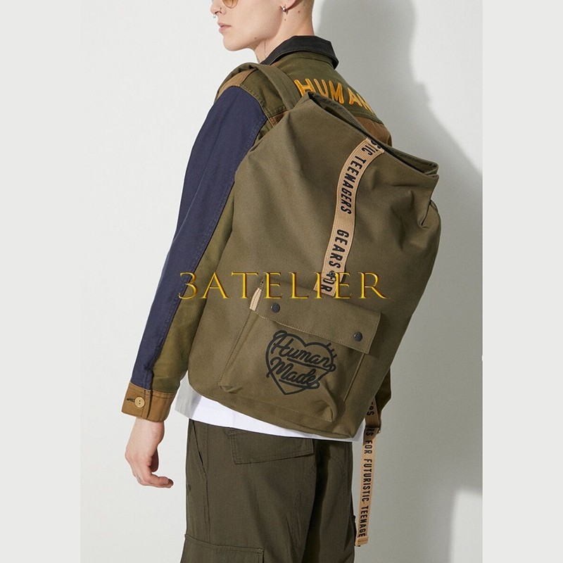 ♞,♘,♙Human MADE กระเป๋าเป้สะพายหลังผ้าใบล่าสัตว์ FCFD