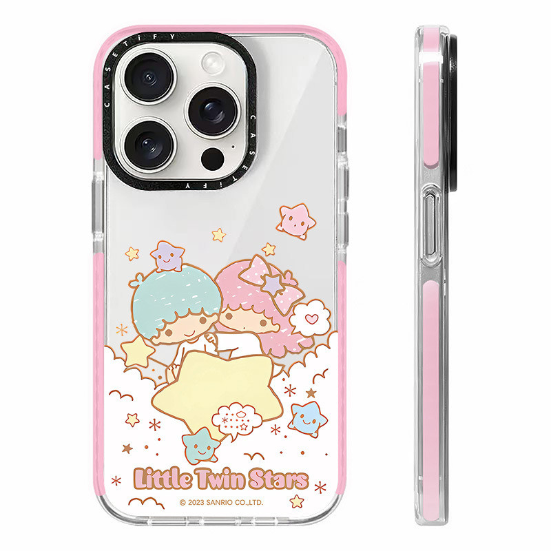การ์ตูน Little Twin Stars สําหรับ IPhone 11 14 15 16 Pro Max 12 13 Mini Cover X XR XS Max ซิลิโคนนุ่มกันชนใส SE 2022 6 7 8 Plus ปลอกกันกระแทก