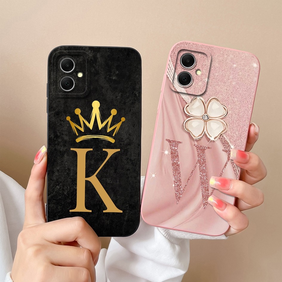 สําหรับ Samsung Galaxy A06 4G เคสโทรศัพท์หรูหราดอกไม้ตัวอักษรคู่ซิลิโคนป้องกันฝาหลังสําหรับ SamsungA06 GalaxyA06 A 06 Capa Shell