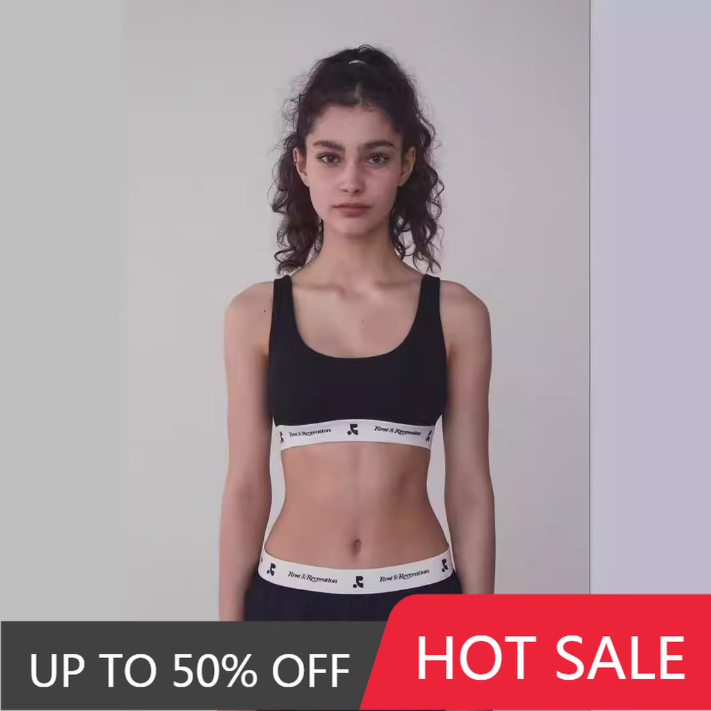 ♞,♘2025 Resandrecreation Monogram Camisole Girl Slim Spice Girl สวมสปอร์ตบราด้านนอก tyb