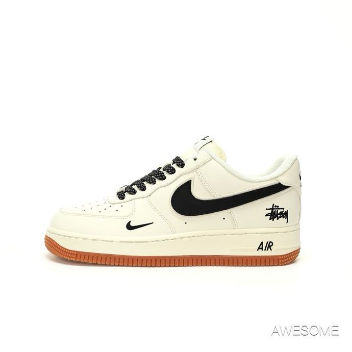 Stussy x Nike Air Force 1´07 Low"Beige/Black/Gum"รองเท้ากีฬาลำลอง XZ5688-001