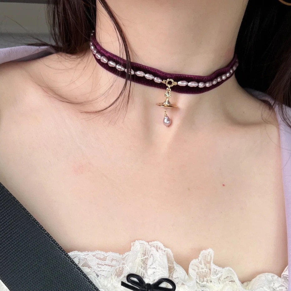 ,Vivienne Westwood Vivienne Westwood Vivienne Westwood สร้อยคอริบบิ้นมุก EWS