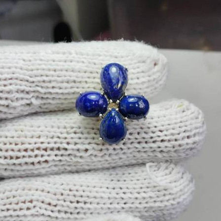 R95แหวนเงินแท้พลอลาพิสลาูลีพร้อมส่ง