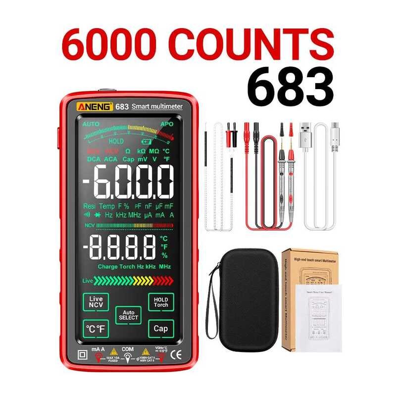 ▥ Aneng 681 682 683 มัลติมิเตอร์แบบดิจิตอลแบบชาร์จไฟได้ 6000 เครื่องทดสอบแรงดันไฟฟ้าแบบไม่สัมผัส