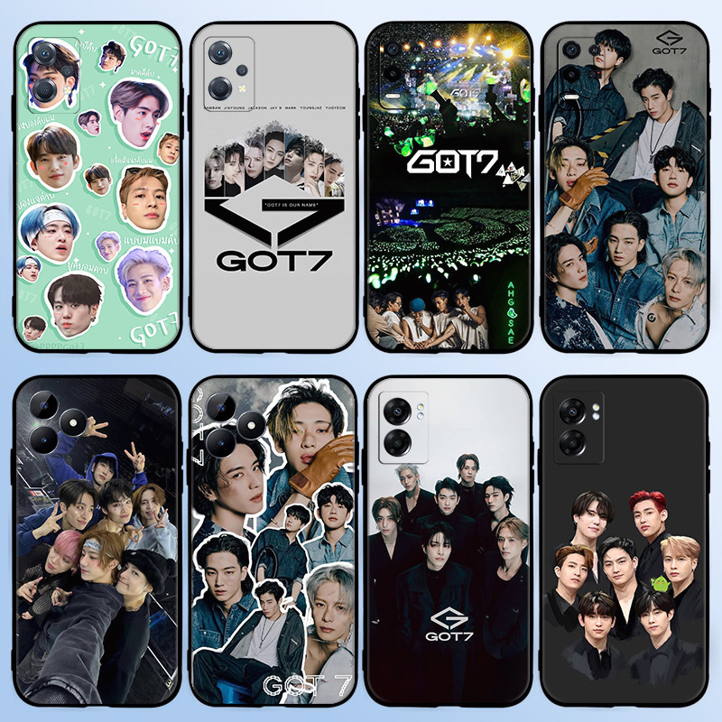 GOT7 สําหรับ Realme 3 5 6 7 8 Pro 5i 5s Q 6i 7i TPU ซิลิโคนอ่อนนุ่มกันกระแทกหรูหราเคสโทรศัพท์สีดํา