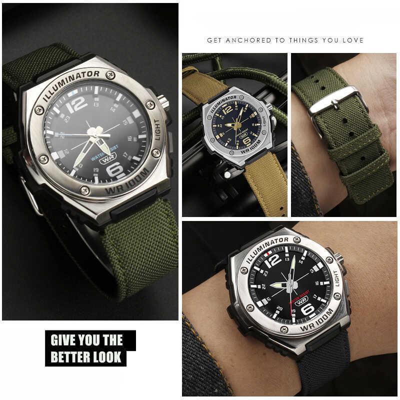 Release 20mm Quick Nylon Layer Leather Bottom Watch Strap for MWA-100HD-1A EF-552D EF-552 MWD-100H