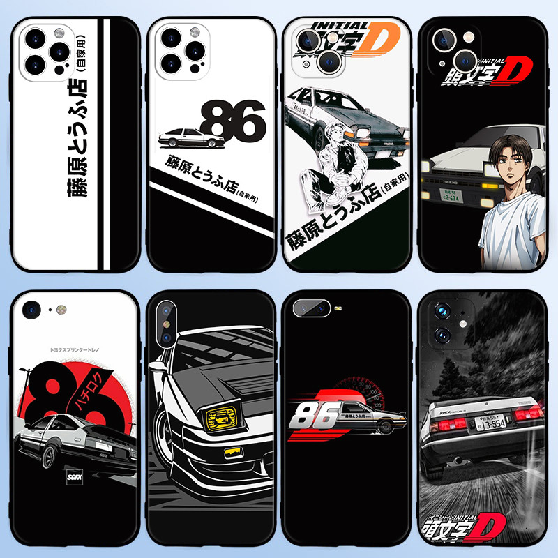 รถดริฟท์เริ่มต้น d takumi AE86 สําหรับ iPhone 11 12 13 Pro Max Mini เคสโทรศัพท์สีดํา