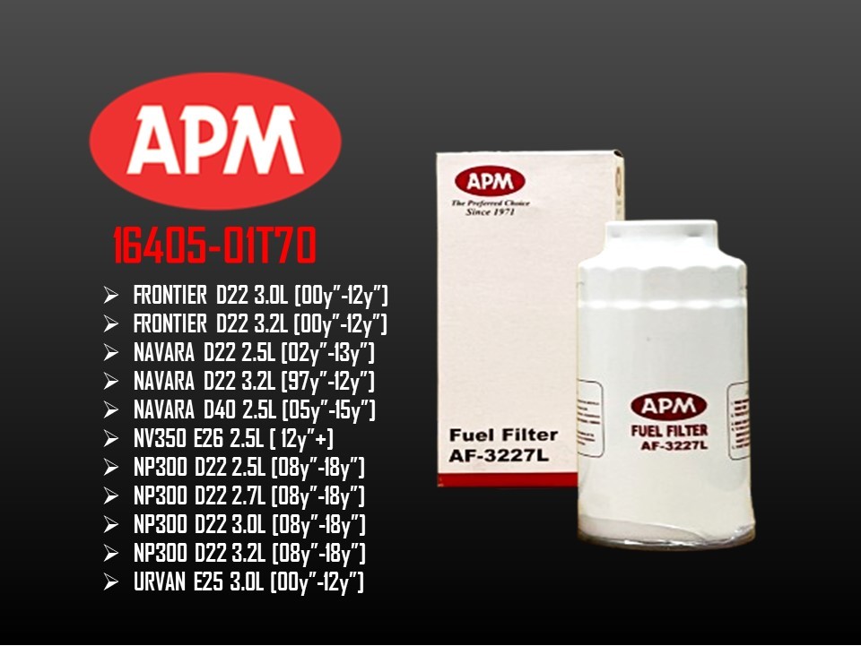 APM กรองน้ํามันเชื้อเพลิง - Nissan Frontier Navara NP300 D22 D40 Urvan E25 NV350 E26 2.5L 2.7L 3.0L 