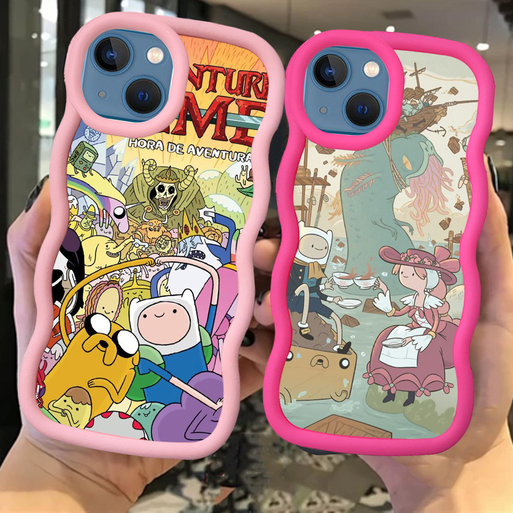 MERAH Z-4 Adventure Time Red Black Pink Casing สําหรับ iPhone 13 14 15 Plus