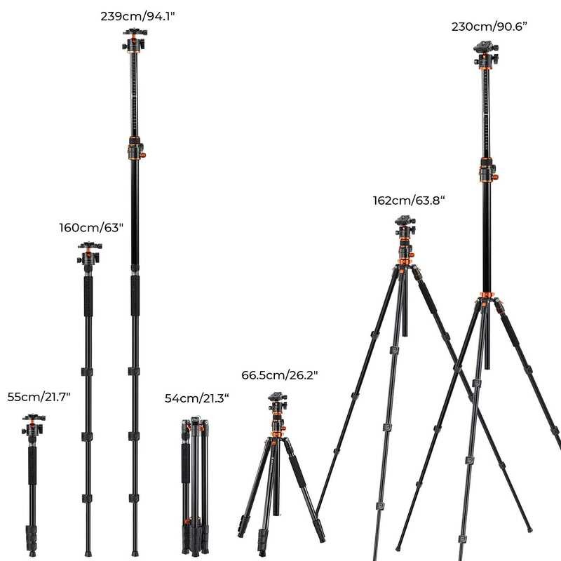 ▥ K&F Concept 90 นิ้ว/2.3 M Professional ก้องขาตั้งก้องขาตั้งก้องอูมิเนียม REVERSIBLE Monopod ท