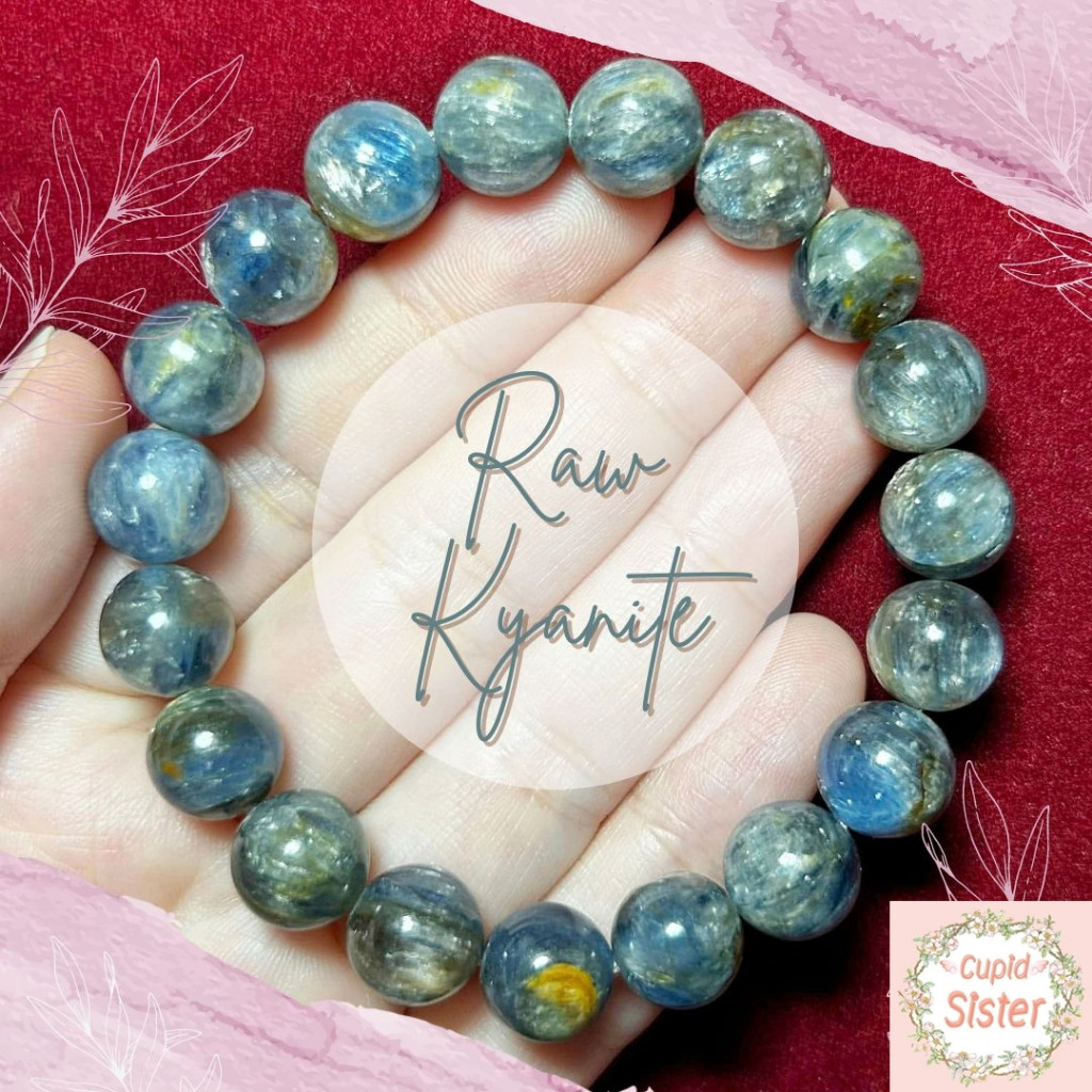 CupidSister สร้อยข้อมือหิน ไคยาไนต์ Kyanite ดิบสีธรรมชาติเนื้อใสโทนฟ้า หินปลดหนี้ กำไลหินแท้ Casual