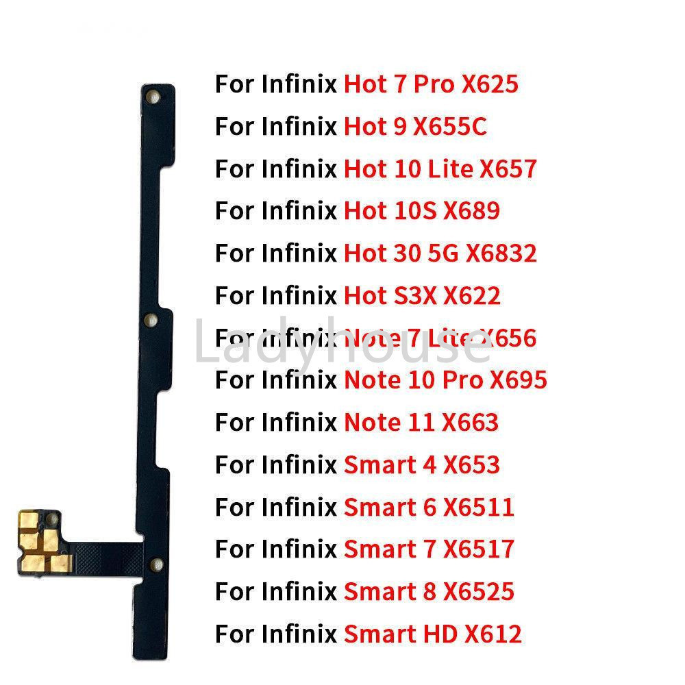 สําหรับ Infinix Hot 7 9 10 Lite 10S 30 5G S3X หมายเหตุ 7 Lite 10 11 สมาร์ท 4 6 7 8 HD X612 X6525 X6517 X6511 X653 X663 สวิทช์เปิด/ปิดปุ่มปรับระดับเสียงปุ่มปุ่ม Flex สาย