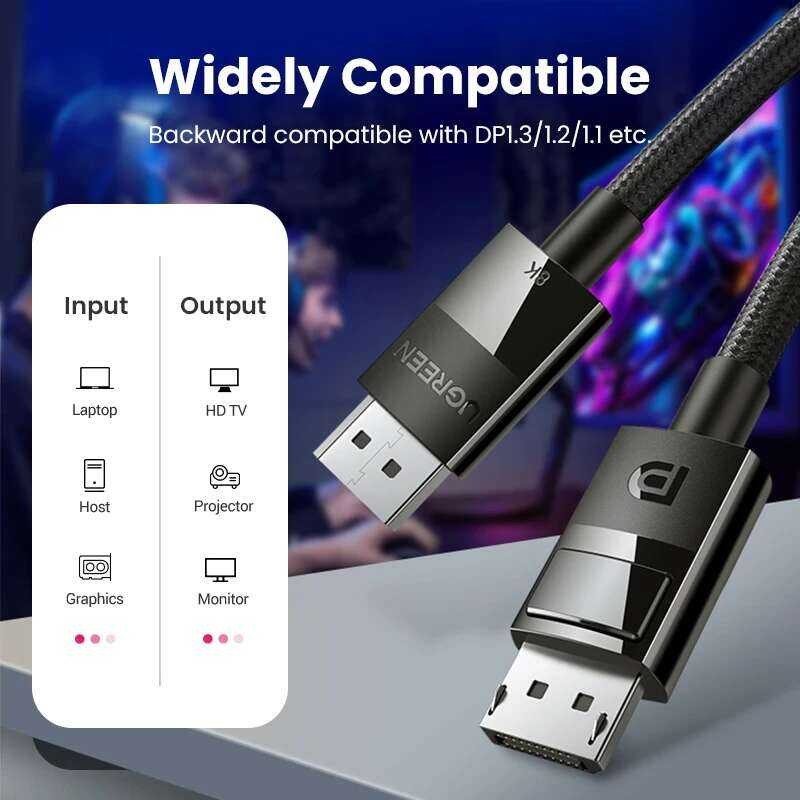 ▥ UGREEN 8K Displayport สำหรับทีวี Xiaomi 4K 144Hz DP 1.4สาย32.4Gbps PUBG เกม Play สำหรับ PC คอ