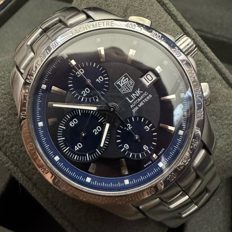 TAG HEUER Link CJF2114-0 Chronograph Navy Dial Automatic Mens Watchh