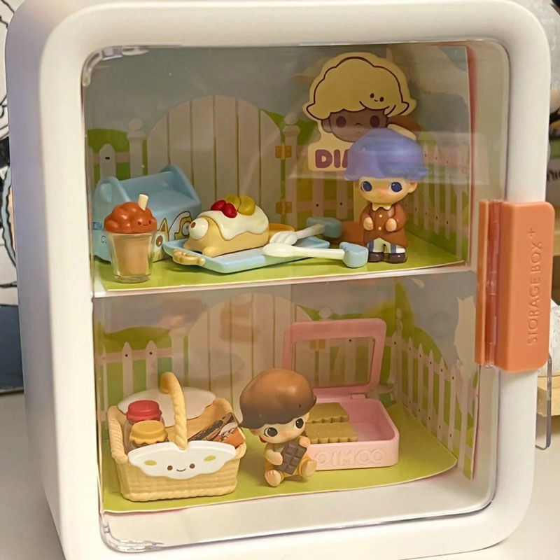 dimoo display box qunar series blind box storage box ออกไปข้างนอกด้วยกัน ขาตั้งจอแสดงผลเดสก์ท็อป ข้