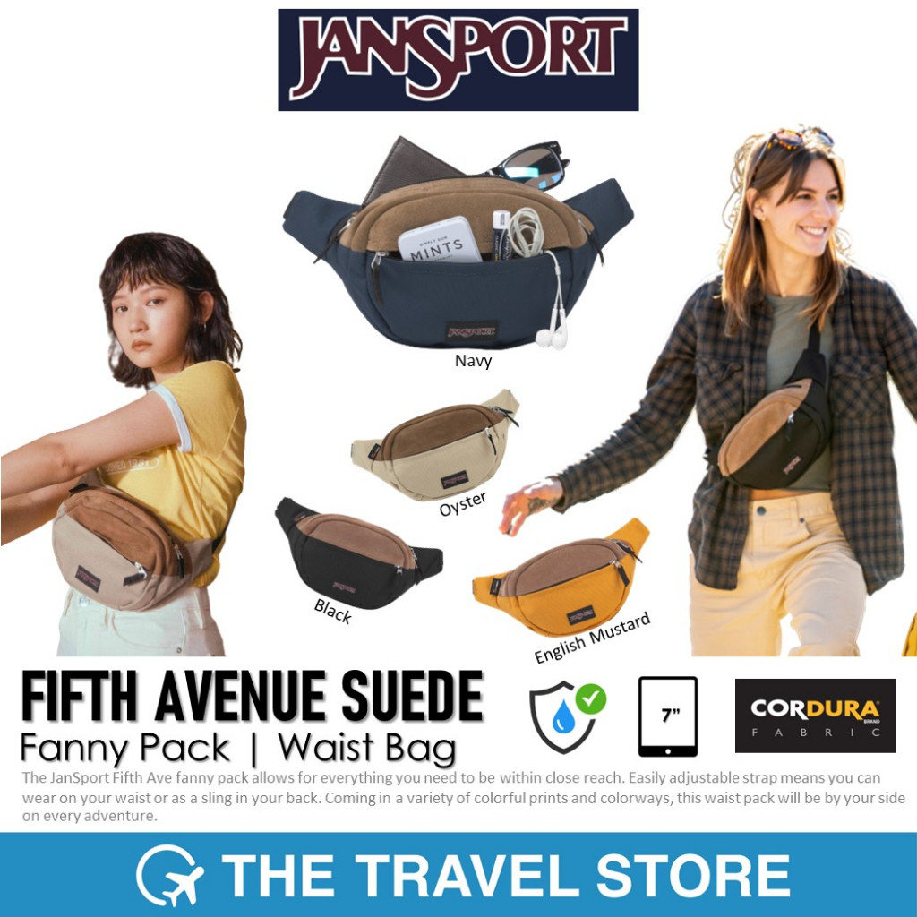 JANSPORT Fifth Avenue Suede Fanny Pack | Waist Bag กระเป๋าคาดอก คาดเอว ฝาเปิดวัสดุเป็นหนังแท้