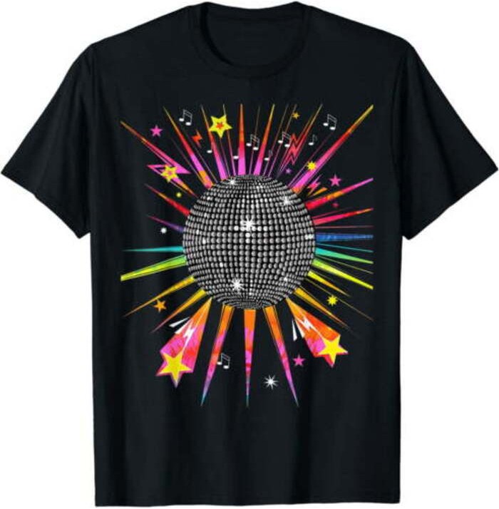 Disco Ball 1970s Tie Dye Vintage Retro Dance Party เครื่องแต่งกายเสื้อยืด