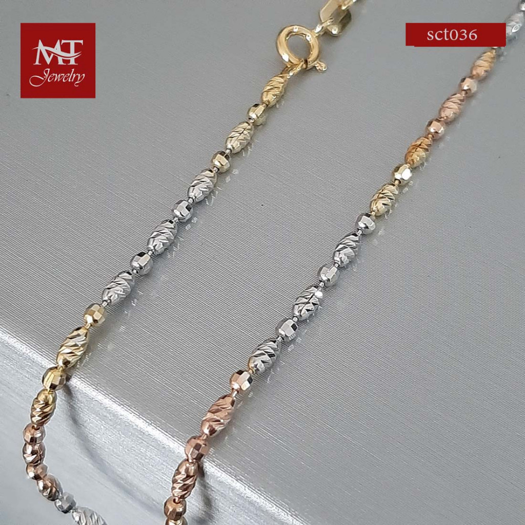 MT สร้อยคอเงินแท้ ดีไซน์ 3 กษัตริย์ งานอิตาลี หนา 2 มม ยาว 18 20 นิ้ว Silver tri color chain (sct03