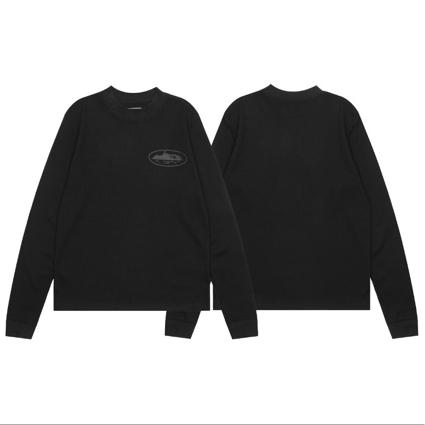 ♞,♘,♙เสื้อยืด High Street ขนาดบวกอินเทรนด์ CORTEIZ Waffle เสื้อยืดแขนยาวสําหรับผู้ชายและผู้หญิง SAX