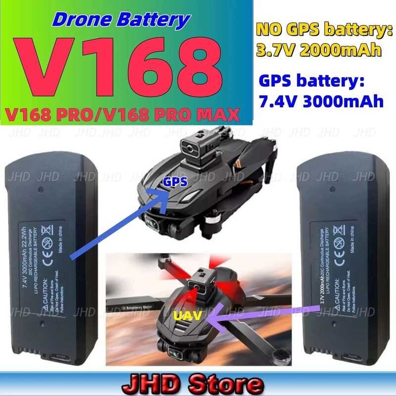 ❃ JHD เดิม 7.4V 3000Mah Drone 3.7V 2000Mah สําหรับ PROMAX RC Quadcopter V168 GPS แบตเตอรี่ ❃