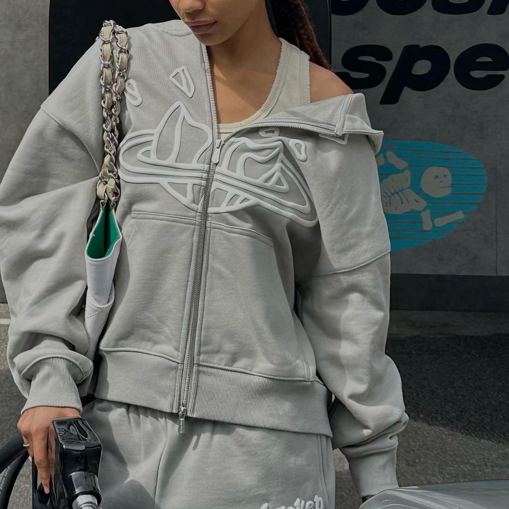 Meichao BROKEN Broken Planet PLANET โฟมพิมพ์ Plus กํามะหยี่หลวม High Street เสื้อกันหนาวเสื้อแจ็คเก็