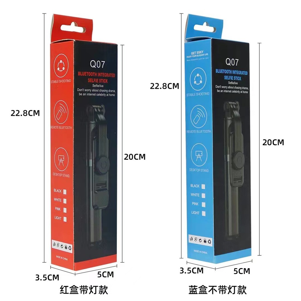 Q07K07 Bluetooth Selfie Stick Remote Control Tripod Selfie Stick Stick Android/iOS โทรศัพท์มือถือสา