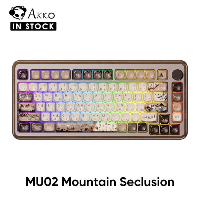 Akko MU02 Mountain Seclusion Wooden Case 75% Multi-Mode Mechanical Keyboard พร้อมโปรไฟล์ MOA RGB Ba