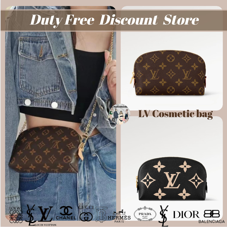 2024 กระเป๋าใส่เครื่องสำอางค์ LV Louis Vuitton PM Cosmetic Bag / Clutch / Smooth 100%