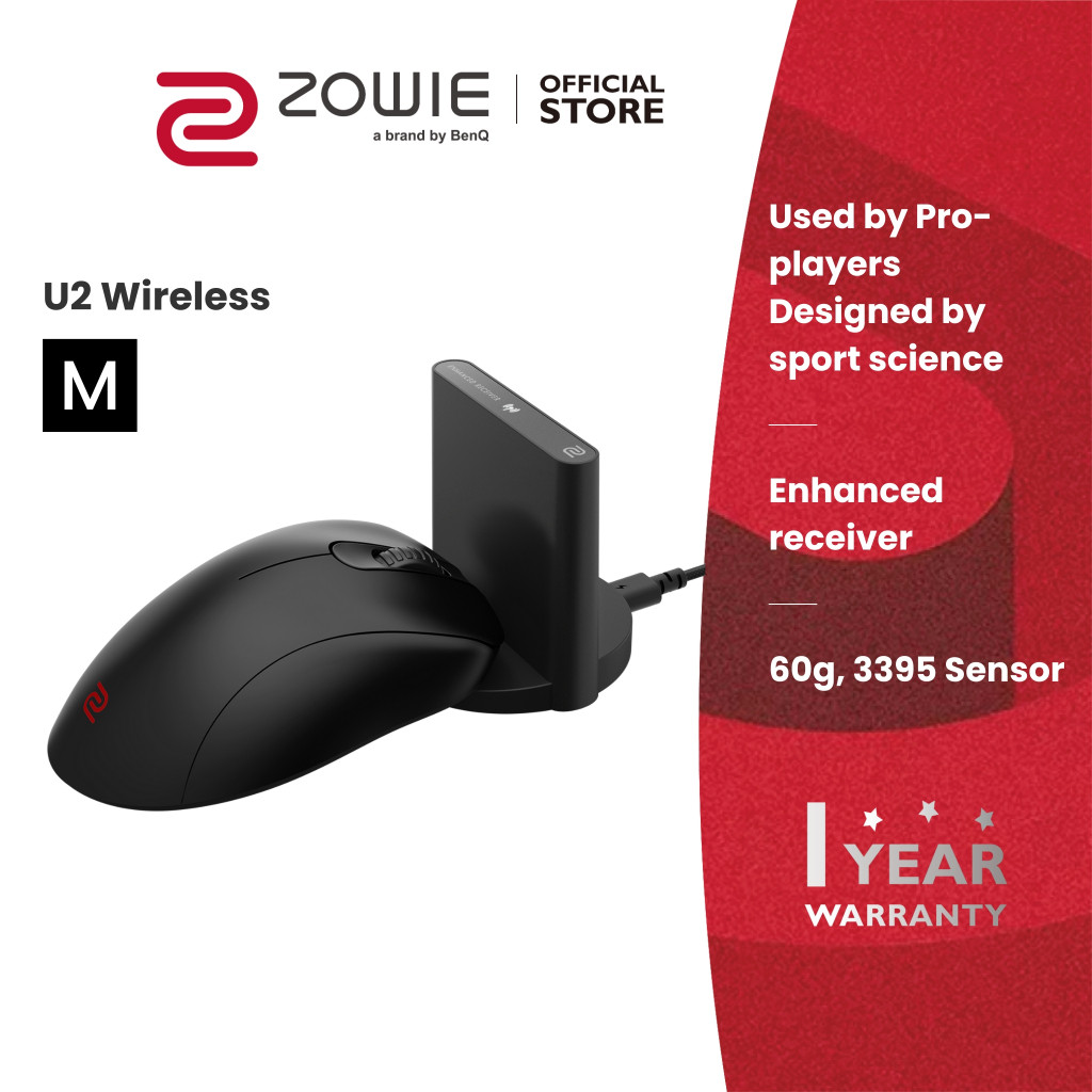ZOWIE U2 Wireless Mouse For Esports ขนาด M/กลาง (เมาส์เกมมิ่ง, เมาส์ไร้สาย)