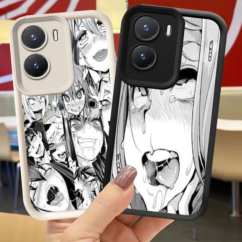 XI79 การ์ตูน Ahegao สําหรับ VIVO Y33e IQOO Z9X 13 Z9 Y75 Y83 Y01 Z10 Y73 V17 5G สีดําสีขาว