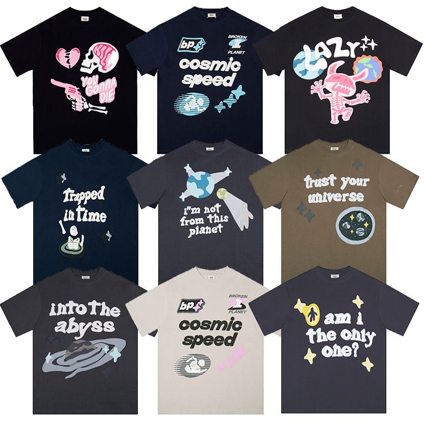 BROKEN PLANET Broken Planet แบรนด์อินเทรนด์โฟมคู่แขนสั้นหลวมผู้ชายและผู้หญิงหลากหลายเสื้อยืด