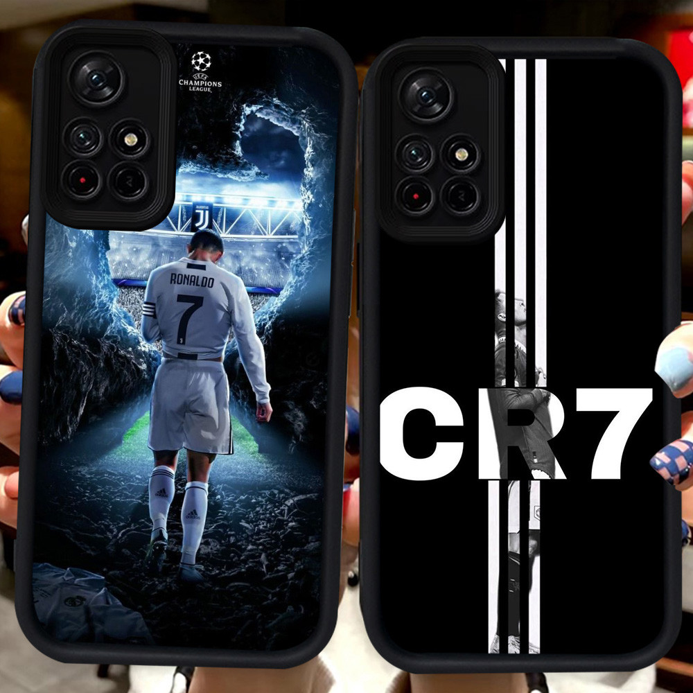 ปลอกสีดําสําหรับ Xiaomi Redmi Note 11 11S 11 Pro Plus SE 5G H82 CR7 Ronaldo