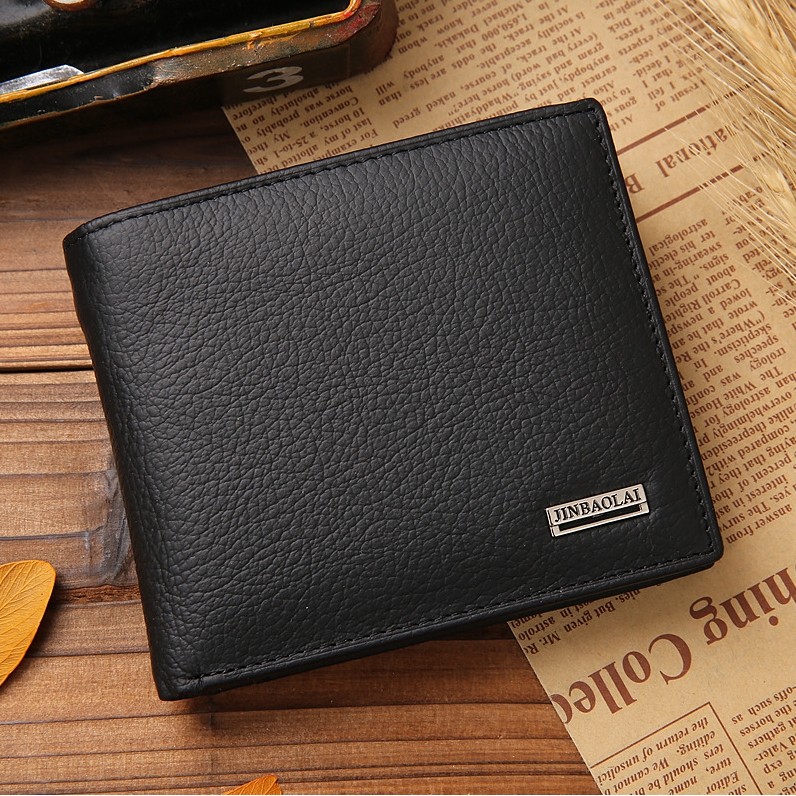 กระเป๋าสตางค์หนังสั้นผู้ชายแบบพับได้ Retro Card Holder