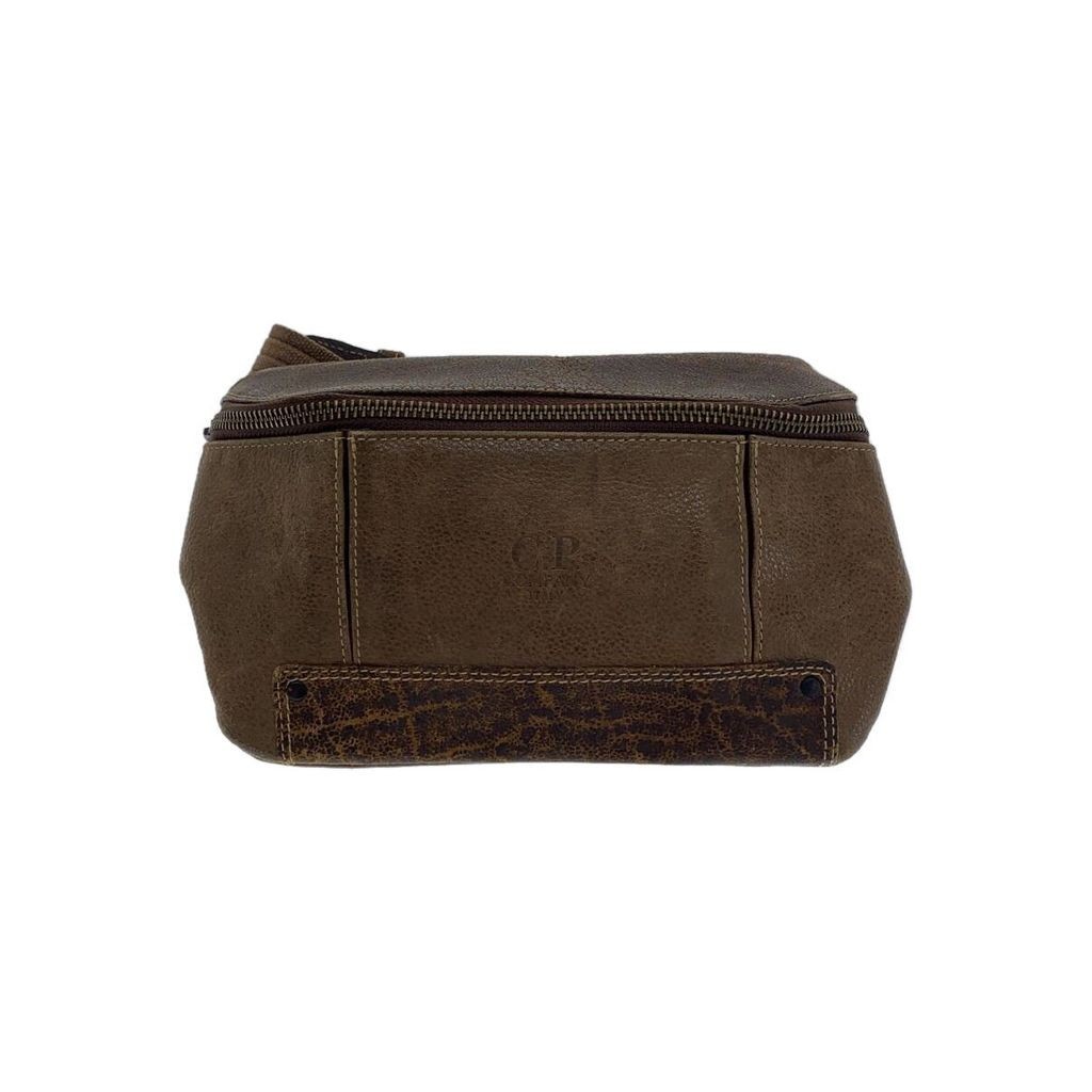 C.P. Company Waist Bag Leather CML Plain with Crackle Direct from Japan Secondhand