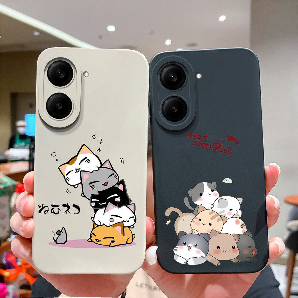 สําหรับ Redmi A5 A5 NFC กรณีแมวน่ารัก Avocado Square กันกระแทก Anti-drop ความเรียบง่ายซิลิโคน Anti-Fingerprint คุณภาพสูงปกหลังสําหรับ Redmi A5 NFC Capa กันชน