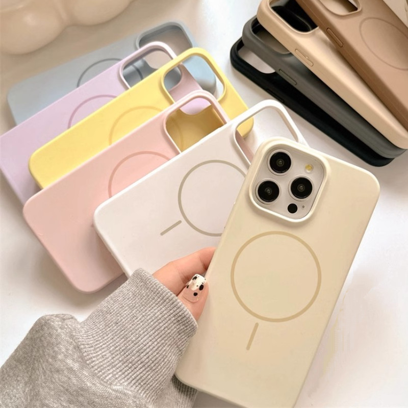 Ins Macaroon Candy สีซิลิโคนเหลวเคสโทรศัพท์แม่เหล็กสําหรับ IPhone 11 16 15 14 12 13 Pro Max 16plus ไร้สายชาร์จลื่นกันกระแทกกันชน Soft TPU ฝาหลัง