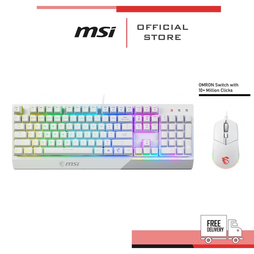 [Pre-Order] MSI Vigor GK30 COMBO TH WHITE + Mouse (คีย์บอร์ดและเม้าส์สำหรับเล่นเกม, Gaming Gear) S1
