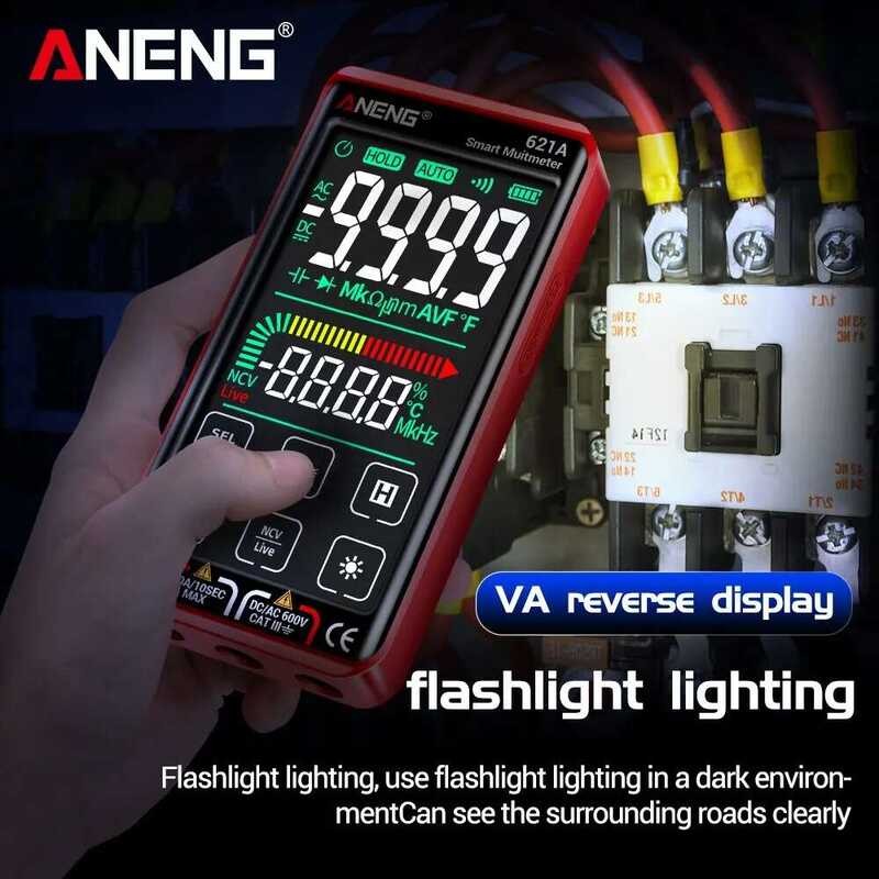 ▥ Aneng มัลติมิเตอร์แบบดิจิทัลอัจฉริยะ621a หน้าจอสัมผัสมัลติมิเตอร์, ทรานซิสเตอร์9999นับ TRMS เ