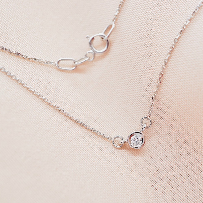 [ พร้อมส่ง ] สร้อยคอพร้อมจี้เพชรแท้น้ำ100  ทองคำแท้9K (ทอง37.5%) เพชรเบลเยี่ยมแท้ ขายได้ [9KPN176]