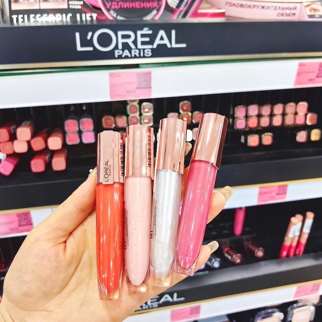 รัสเซีย LOreal Lip Glaze Nude White Blossom Water Gloss ลิปกลอสแก้ว Lip Moisturizing Lip Oil 412/40