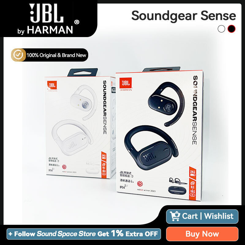 JBL SoundGear Sense True Wireless Open-Ear Headphones Bluetooth 5.3 Dual Connect Splash and Dust Re
