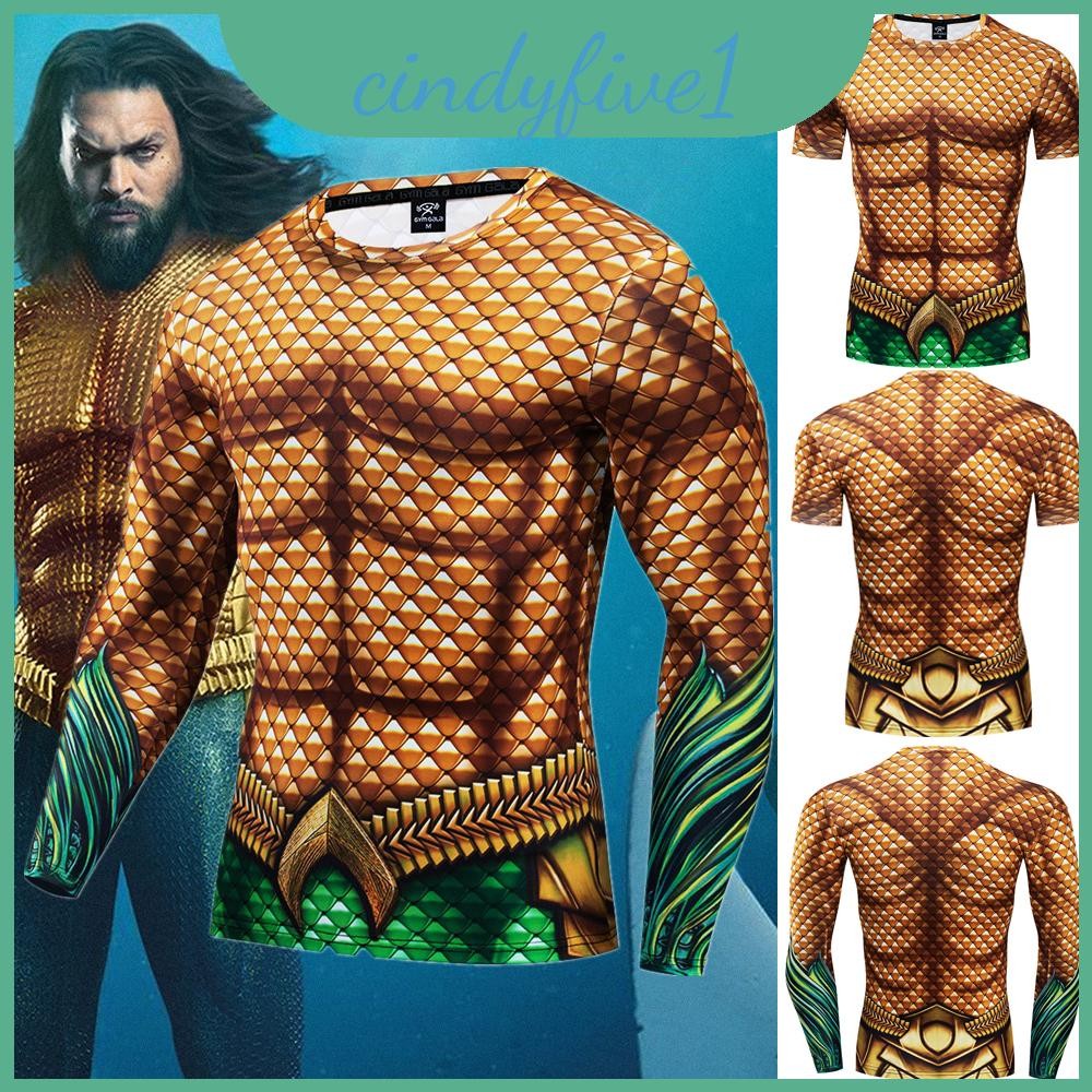 เสื้อยืดพิมพ์ลาย 3d Aquaman พร้อมทรงเข้ารูปและยิมแห้งเร็ว** สําหรับผ้า