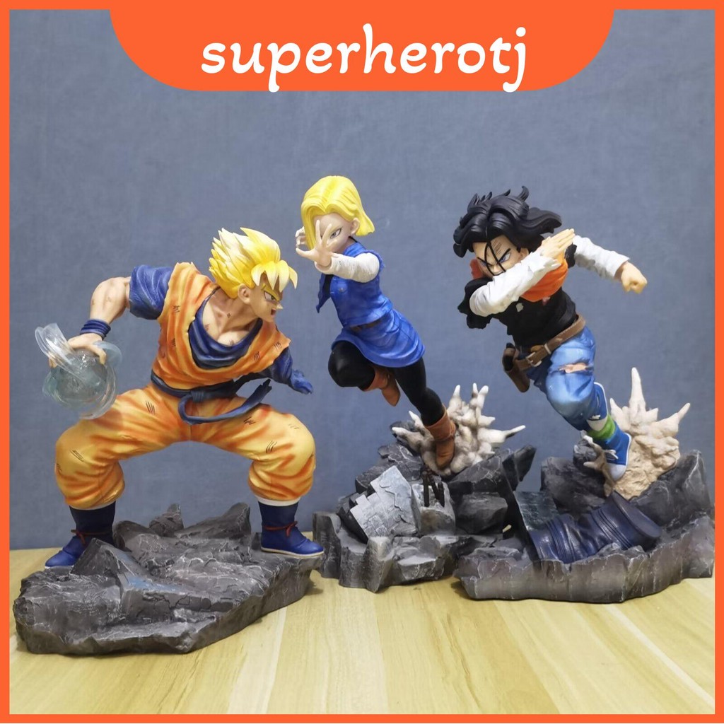 Saiyan Super Authentic Shadow Gk Future Warrior Pvc Figure Of Arm-broken Gohan Vs 18 Android สะสม