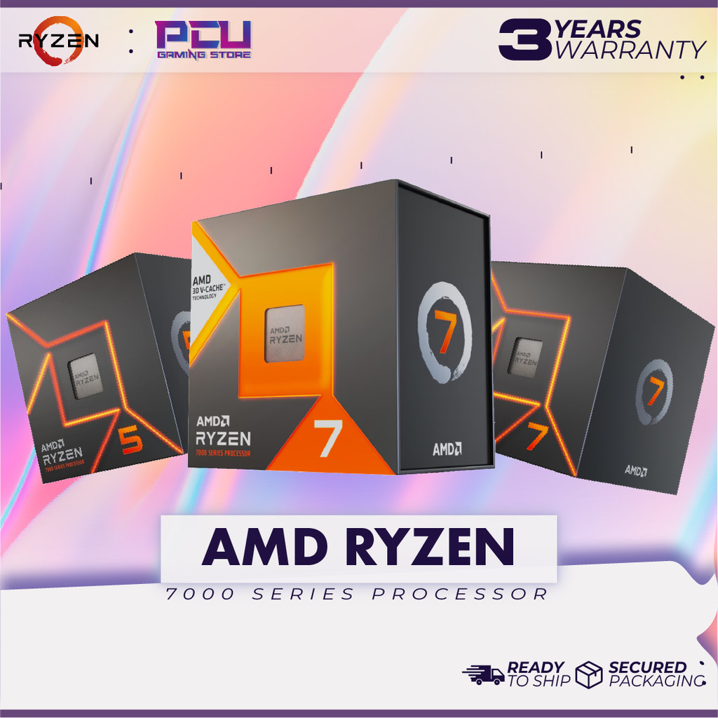 PCU LEGACY AMD RYZEN 5 7500F 7600X / AMD RYZEN 7 7700 7800X3D AM5 PROCESSOR / รับประกัน 3 ปี