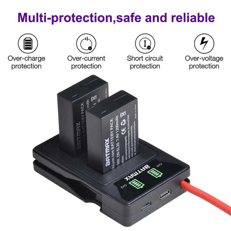 ❃ LED USB Dual Charger En-El20 EN El20 Enel20ที่ชาร์จแบตเตอรี่ Nikon J1 J2 J3 S1 COOLPIX A ❃
