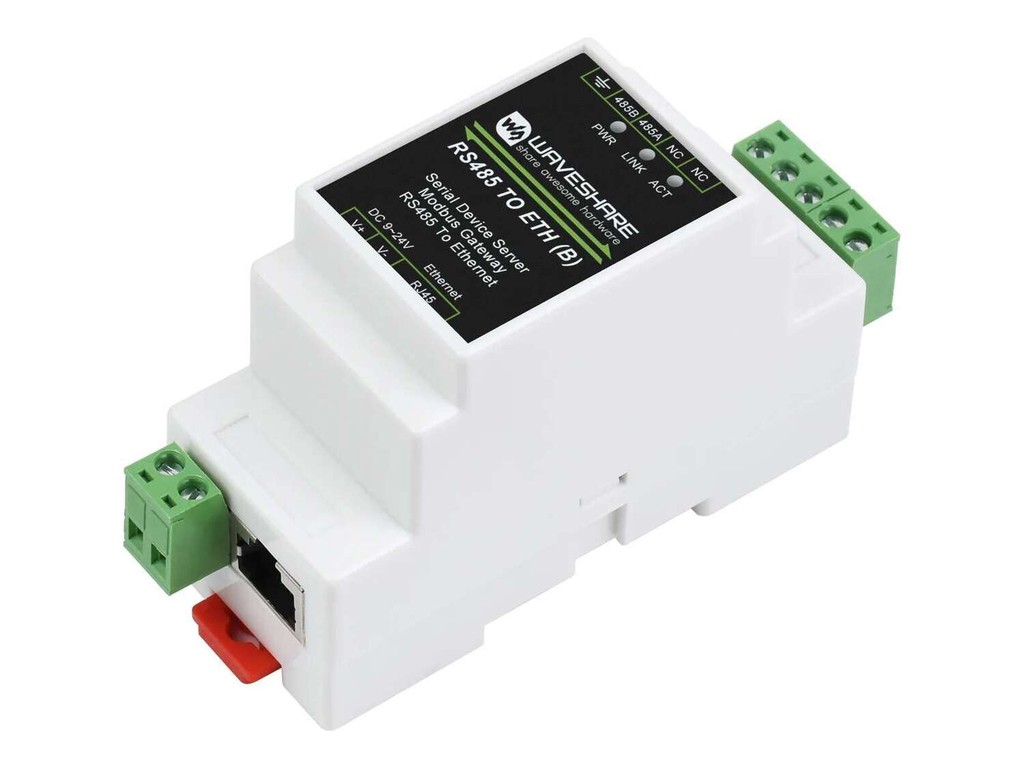 Waveshare เซิร์ฟเวอร์อนุกรมอุตสาหกรรม, RS485 เป็น RJ45 Ethernet, TCP/IP เป็นอนุกรม, รองรับราง, พร้อมฟังก์ชั่น POE (อุปกรณ์เสริม)