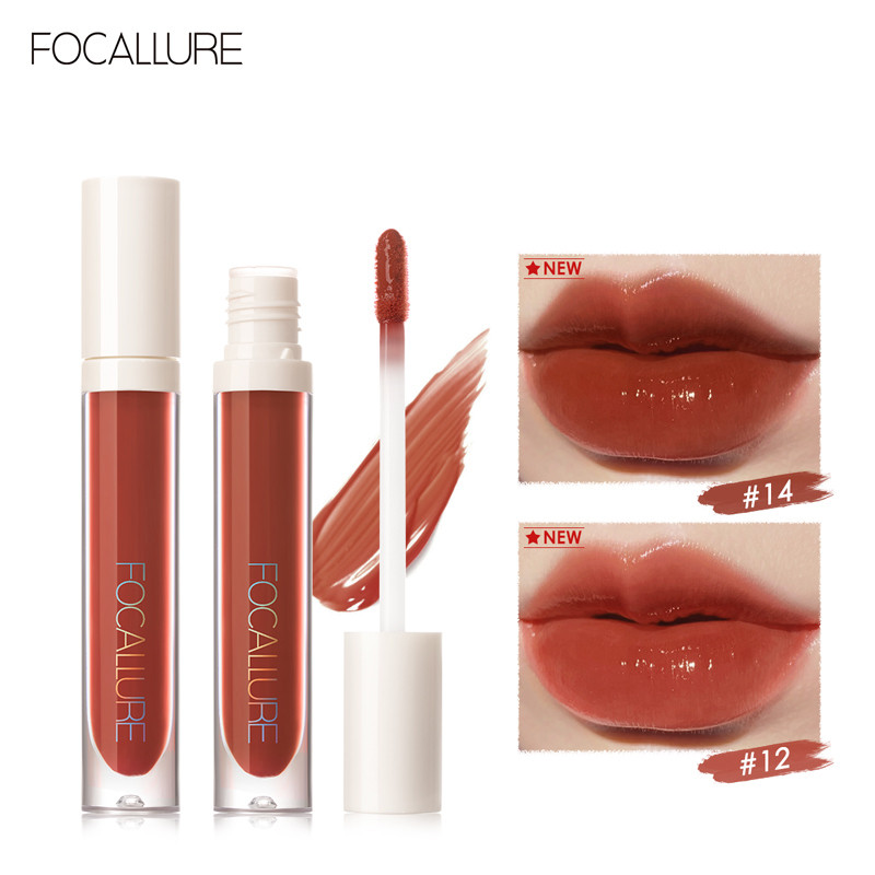 ในสต็อก FOCALLURE PLUMPMAX High Shine & Shimmer Lip Tint ลิปกลอส 10 สี Mint Extract & Vitamin E Lip 