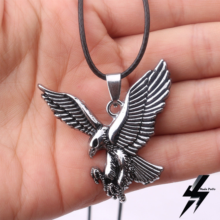 Ebay สไตล์ร้อนเย็นสายหนัง PU retro eagle จี้สร้อยคอสแตนเลสสัตว์อุปกรณ์เสริม yan