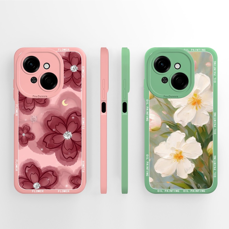 เคสโทรศัพท์สําหรับ Tecno Spark Go 1 2024 ปลอกดอกไม้น่ารักซิลิโคนเหลวนุ่มกันกระแทกฝาหลังสําหรับ Tecno